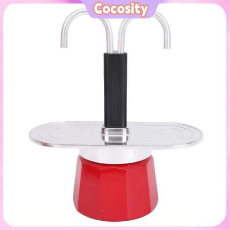 Cafetière Italienne Double Tube - 2 Tasses 100ml en Alliage d'Aluminium Rouge Maison et Voyage (1/5)