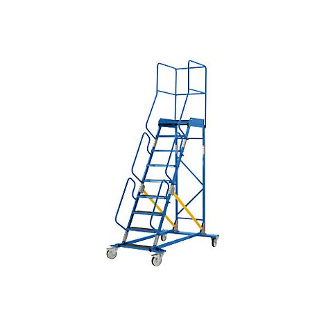 Escalera rodante con tarima  pieza insertada en los peldaños 