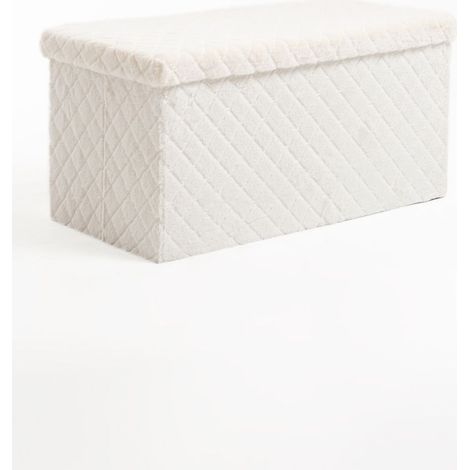 Pufs y reposapiés - Puff Almacenaje Dico 76 cm Terciopelo - Blanco