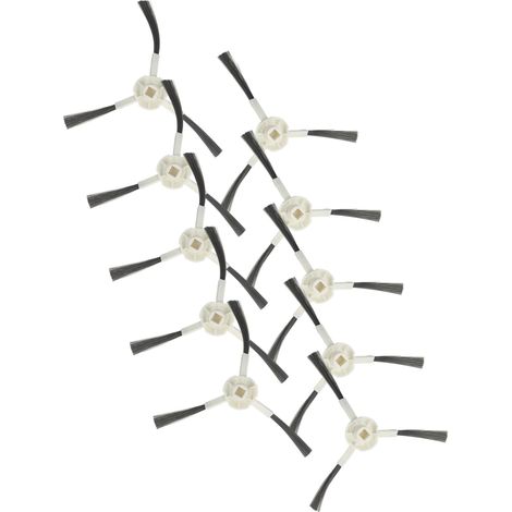 vhbw 10x spazzola laterale compatibile con Mova E30 Ultra robot aspirapolvere - Set spazzole, bianco / grigio