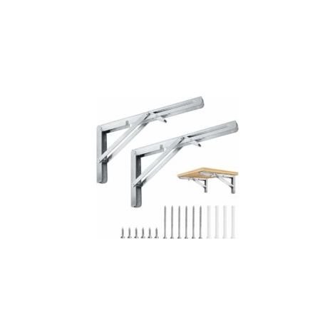 Staffa pieghevole da 400 mm, set di 2 staffe pieghevoli resistenti, capacità 400 mm, 186 kg, supporti per ripiani pieghevoli in acciaio inossidabile per garage, cucina, camera da letto (2 pezzi) - Cre