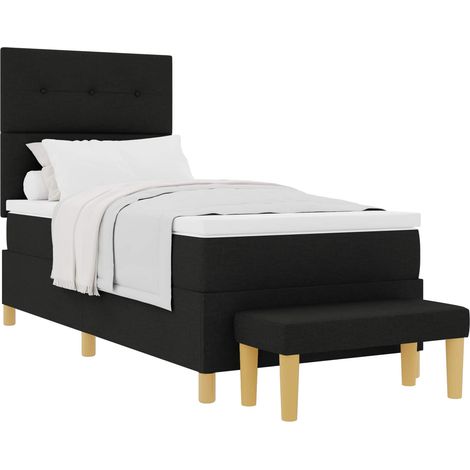 Lit simple  Lit adulte  Lit à ressorts avec matelas Noir 80 x 200 cm tissu