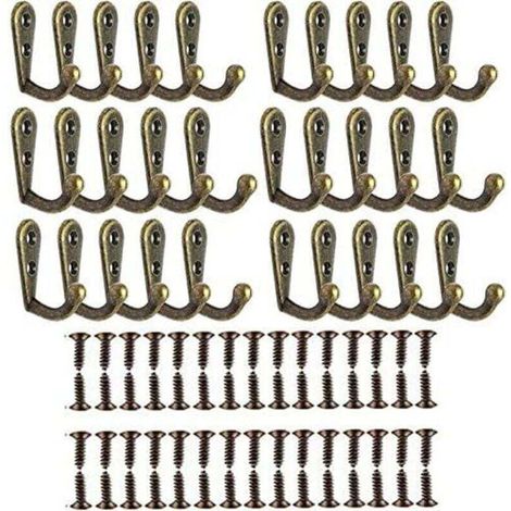 (Cuivre) 30 pcs Crochets Vintage, Crochet Rétro en Alliage de Zinc Patere Vintage avec 60 Vis Décoration Ideal pour Gants de Toilette Salle de Bain (1/4)