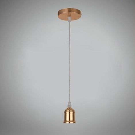 TrAdE Shop Traesio - Portalampada E27 A Sospensione Lampadario Pendente Porta Lampada 1,2 Metri E27-a - Oro