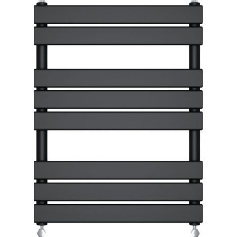 Bathroom Flat Panel Heated Towel Rail Radiator Central Heating 800x600mm Black (1/3)