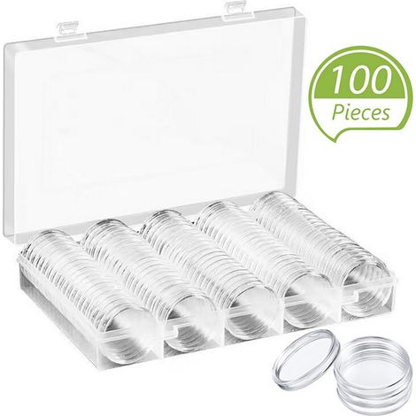 100 pièces Capsules à pièces 30 mm avec boîte de rangement pour collectionneurs (1/5)