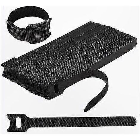Packung mit 50 wiederverwendbaren Kabelbindern, verstellbar für die Kabelführung, leicht zuschneidbar für Kabel und Leitungen, 12 x 150 mm, schwarz (1/5)