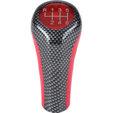 Pommeau de levier de vitesses 6 rapports en fibre de carbone rouge pour BMW X1 X3 X5 E60 E61 E65 E83 E84 E90 E91 E92 (1/5)