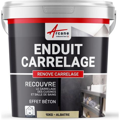 Putz für Fliesen - Fliesen verputzen - Betonbeschichtungs-Effekt - RENOVE CARRELAGE - Alabaster - Kit 10kg - 6.5m² für 2 Schichten