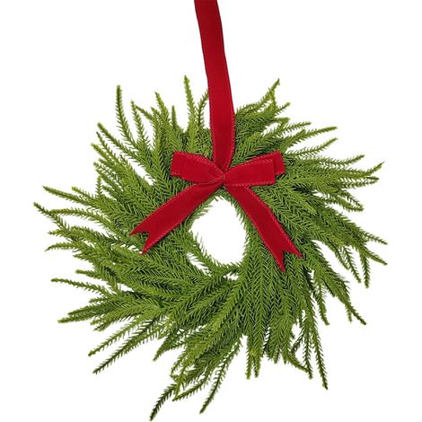 Guirlande De Noël - Pin De Norfolf Artificiel - 28 Cm - Pour Intérieur Et Extérieur Abrité - Avec Ruban Rouge - 1 Pièce (1/5)