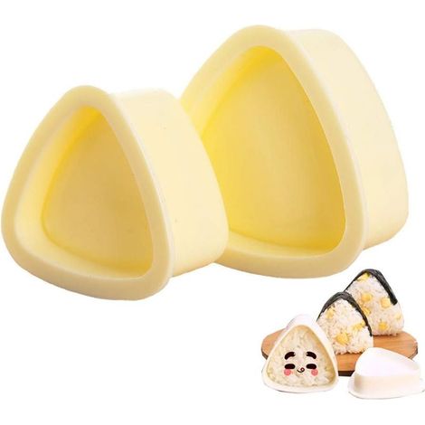 Moule à onigiri triangulaire, 2 moules à boulettes de riz, moule à sushi triangulaire pour bento ou repas japonais en boîte pour enfants (beige) (1/5)