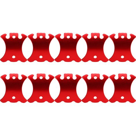 Lot de 10 tendeurs de corde de tente incurvés en aluminium avec boucle de réglage, butée et tendeur de corde de camping (L). (1/5)