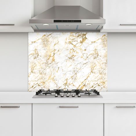 CRÉDENCE CUISINE Éclats d'or - Blanc - Marbre 80x60 cm