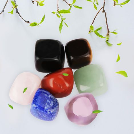 Ensemble de 7 pierres roulées en cristal naturel pour la guérison, le yoga et les chakras. Pierres énergétiques. (1/5)