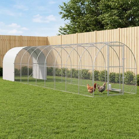 vidaXL Poulailler Argenté 1000 x 200 x 200 cm Acier galvanisé (1/5)
