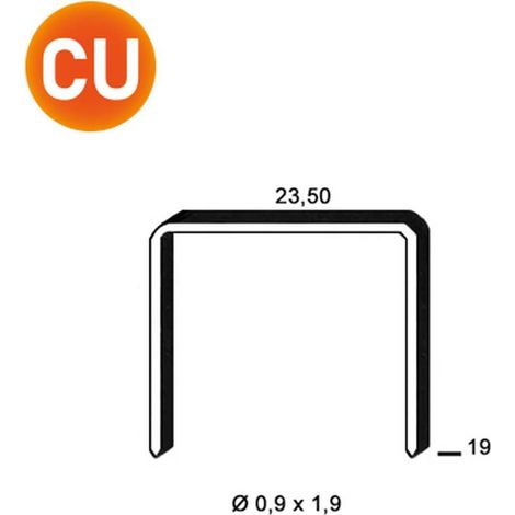 10 000 Agrafes Cuivrées Jk590-19 - 23.5x19x0.9x1.9 mm - D-Work (1/5)
