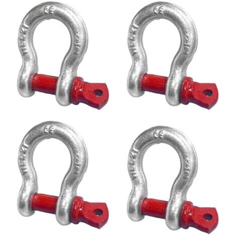 4 Pièces Manille de Levage 2t Manille Haute Résistance avec Boulons à œil - Acier Galvanisé à Chaud - pour le Camping, L'escalade, le Transport et le Levage de Charges (WLL : 2,0 t)