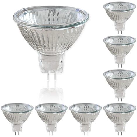 Pack de 8 Ampoules Halogènes à Réflecteur 12V GU5.3 50W, Spot à Intensité Variable, Ampoule Spot Halogène MR16, 660LM, Blanc Chaud 2700K, Faisceau 36°, Culot 2 Broches pour Appairage d'Ampoules