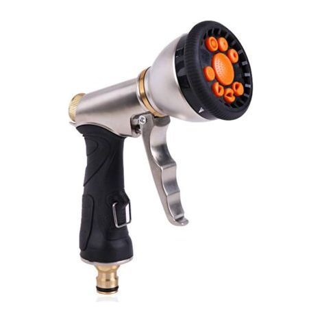 Pistolet D'arrosage Metal, de Jardin Pistolet à Haute Pression, 9 Modèles Réglables Spray D'arrosage, pour Arroser Les Plantes, Nettoyer Les Passerelles et Les Voitures de Lavage (1/5)