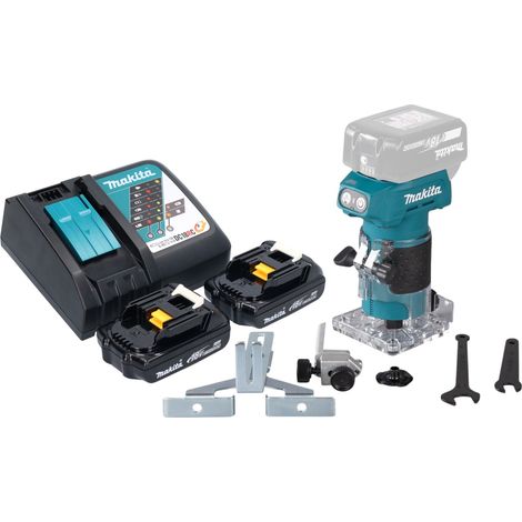 Makita DRT 52 RY fraiseuse de chant sans fil 18 V 6 mm Brushless + 2x batterie 1,5 Ah + chargeur