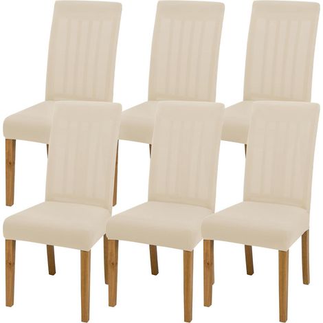 Housses de chaise extensibles douces et lavables, lot de 6, beige (1/5)