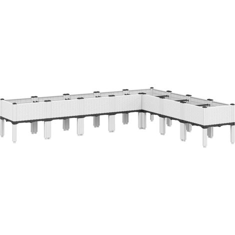 Fioriera rialzata per aiuola fioriera per terrazza giardino con piedini 200 x 160 x 42 cm PP bianco 020038161