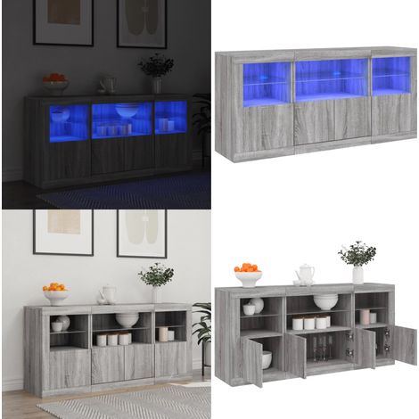 Sideboard mit LED-Leuchten Grau Sonoma 142,5x37x67 cm - Sideboard - Holzwerkstoff (1/5)