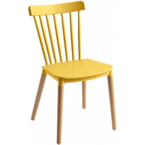 ORION91oficial® - Silla ALCIONE Amarillo Asiento Polipropileno y Patas Haya (83x48x52,5 cm) Estilo Escandinavo, Comedor, Hostelería, Oficina, Salón, Teletrabajo, Cocina - spaziOrion91 - Unidad (1/5)