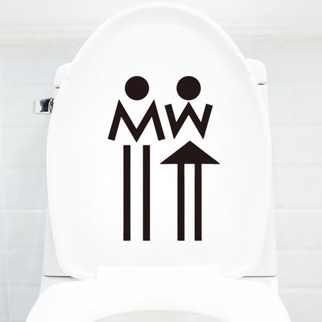 Autocollant mural amusant pour salle de bain ou cuisine : visage souriant - Toilettes