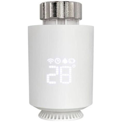 Blanc Tête Thermostatique Connectée et intelligente WiFi (pour Kit de chauffage Connecté 00176592 compatible Alexa Google Home, Robinet Intelligent pour Radiateur à Eau Chaude)