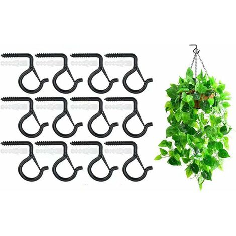 Crochet a Visser en Fer Q-hanger Vis,SL.GT Crochets Antirouille Crochets à Vis de Sécurité Antifracture avec Boulon d'Expansion en Plastique- Noir,12PCS (1/5)