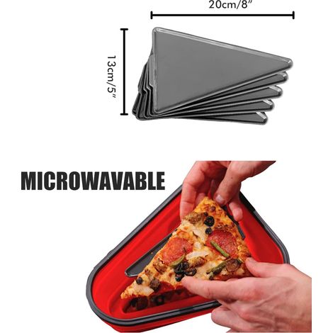 Boîte à parts de pizza avec couvercles, en silicone réutilisable et pliable, pour ranger et conserver vos parts de pizza. (1/5)
