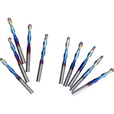 10 Pièces Fraises de Défonceuse en Acier Tungstène, Cutter de Fraisage à Spirale Bleu pour Bois, PVC et Nylon (1/5)