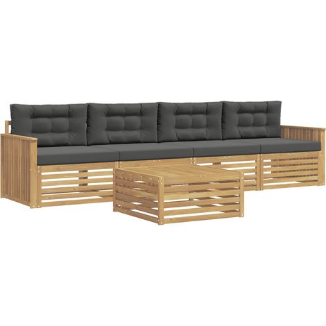 Outdoor Sofa Set 5 pcs White and Anthracite Solid Acacia Wood vidaXL (1/5)
