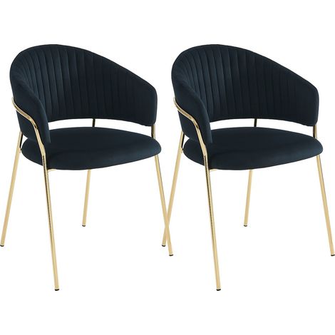 Lot de 2 chaises en velours et métal doré - Noir - MADOLIA de Pascal MORABITO