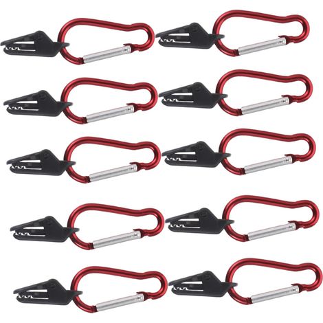 de Pinces Coupe-Vent de Dents en Alliage D'aluminium et Plastique 10 Sets Clips de Fixation Résistants Kit Accessoires pour Tente de Camping pour Usage Extérieur (1/5)