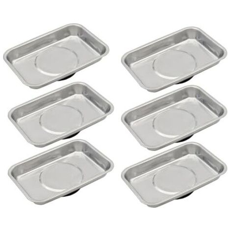 Plateau magnétique 6 pièces 95x65mm, plateau à outils magnétique en acier inoxydable, maintient les vis, les forets et les clous, aimant haute performance, plateau magnétique épaissi (1/4)