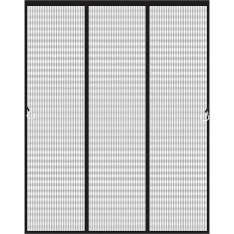 Moustiquaire Double Porte - 210x180 cm - Fermeture Magnétique Automatique - Pour Baie Vitree Coulissante Terrasse Balcon - 1 Pièce