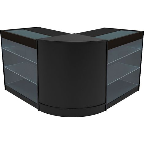 Set Banconi Nero Helios LED K900 CM60 con Ante Scorrevoli, Chiavi, 3 Mobili Espositivi in Vetro con Ripiani Interni, Illuminazione Bianca per Negozio, Gioielli, Abbigliamento (1/5)