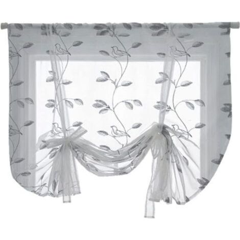 Rideaux de fenêtre voile simple à motif plante couleur pure, écologiques, dimensions 100 x 120 cm, pièce unique pour décoration intérieure (1/4)