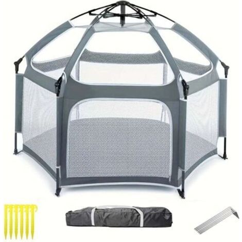 Parc bébé    Parc bébé intérieur et extérieur, tente de plage bébé, moustiquaire bébé pliable, blanc cassé, 150120CM