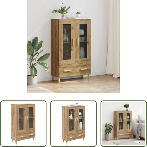Wohnzimmer Vitrine - Highboard Artisan-Eiche 70 x 31 x 115 cm Holzwerkstoff (1/5)