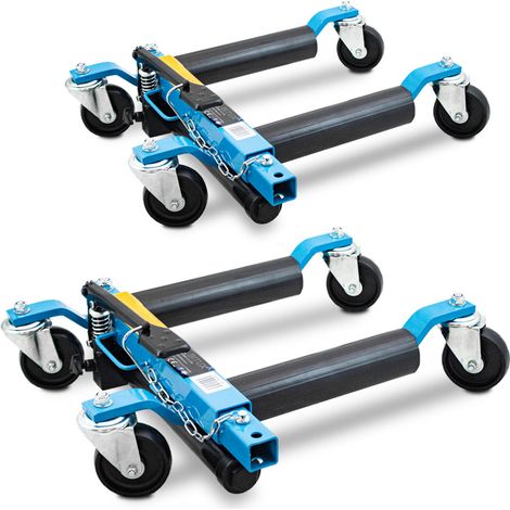 BITUXX 2 Stück PKW Rangierhilfe Rangierheber hydraulisch Wagenheber Auto Rangierroller Rangierheber belastbar bis 680 kg pro Rangierroller (Blau)