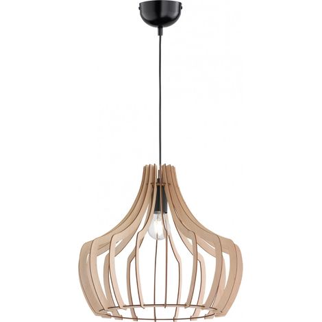 Sospensione Wood 1xE27 Campana Listelli Legno Naturale Ø44 cm Trio Lighting (1/2)