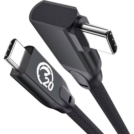 Câble USB C -KAL-Câble USB-C Vers USB-C 100W 1M,Coudé 90 Degrés,USB 3.2 Gen2X2 20 Gbps,Charge Rapide,Vidéo 4K@60Hz,Pour iPhone 15 (1/5)
