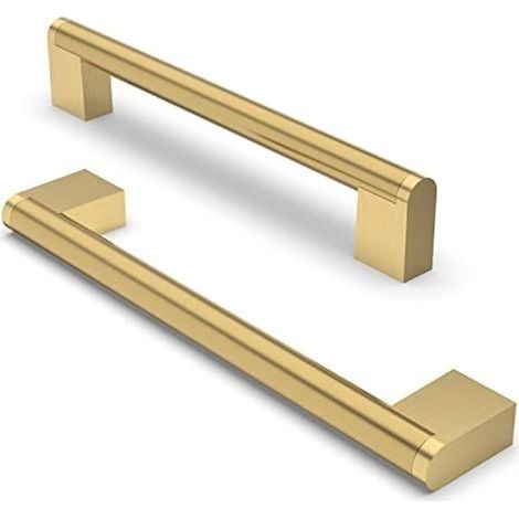 10 Pièces Poignée de Meuble, Distance de Trou de 160mm Poignées de Meubles en Acier Inoxydable Poignées de Placard Poignée d'Armoire de Cuisine-Laiton brossé (1/5)