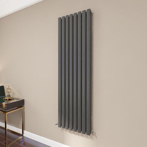 AICA Oval Column Radiator 1600x472mm Central Heating Vertical Double Stylish Anthracite