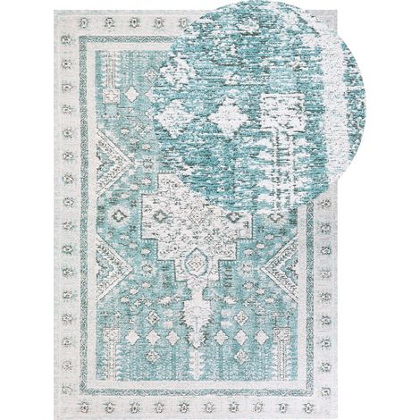 Alfombra de algodón verde menta 160 x 230 cm poliéster oriental desgastado Fulla (1/5)