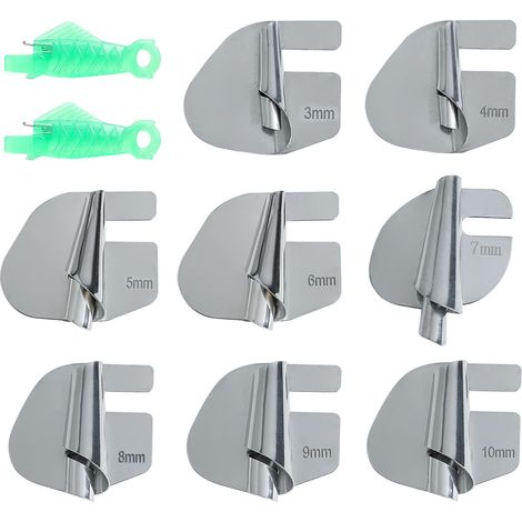 Pied D'Ourlet Roulé à Coudre,8 Pièces 3-10mm Pied Presseur Ourlet Roulé en Acier Inoxydable Pied de Biche pour Ourlet Roulé Accessoires Couture pour Machines à Coudre (1/5)