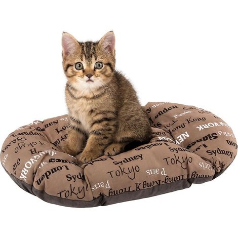 1 - Coussin Pour Chien - Tapis Pour Chaton - Lavable En Coton Avec Rembourrage Doux - Pour Petit Chien Et Chat - Marron - 43x30cm (1/5)